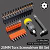 25mm Torx Screwdriver Bit Set Tamper Proof Security Drill Bits 1/4 "Hex Screw Driver Ratchet Wrench Handle Repair Hand Tools