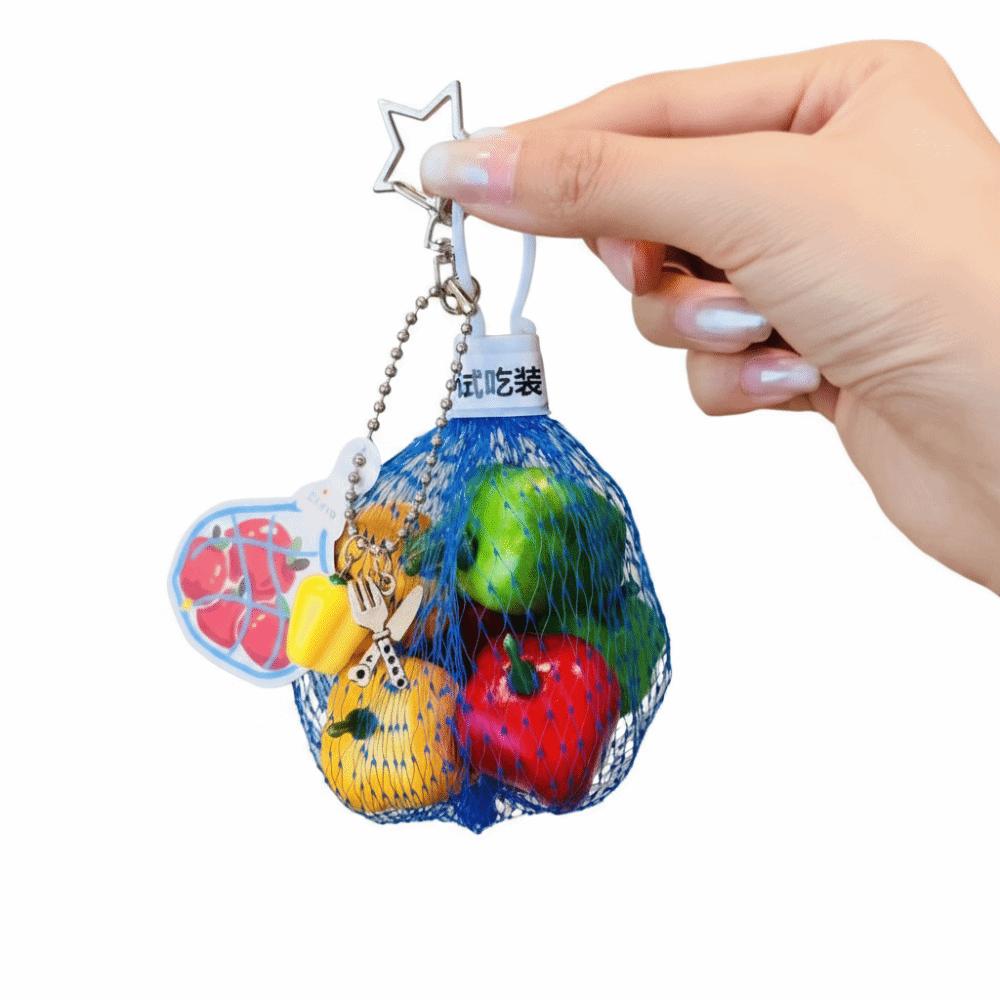 Realistic 3D Red Fruit Key Chain Handmade Style Mini Cluster Fruit Charm Aesthetic Styling