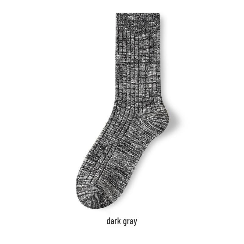 Men's Melange Mid-Calf Wool Socks - Thick, Warm, and Versatile for Autumn and Winter