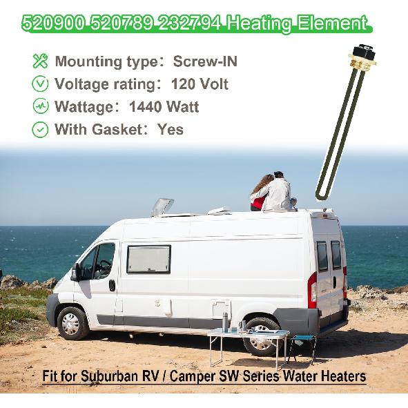 Модернизированный нагревательный элемент 520900 для электрического водонагревателя Suburban RV серии SW, замена 520789 232794, вкручиваемый 1440 Вт 120 В,