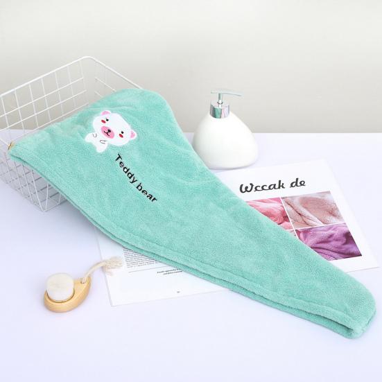 Шапка для сушки волос, быстросохнущее супермягкое короткое бархатное полотенце с вышивкой мультяшных животных, сухое полотенце для волос, инструмент для купания, ежедневное использование