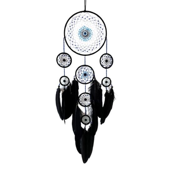 Ловец снов с перьями в виде дьявольского глаза для домашнего офиса, гостиной, спальни, настенное искусство, ручная работа