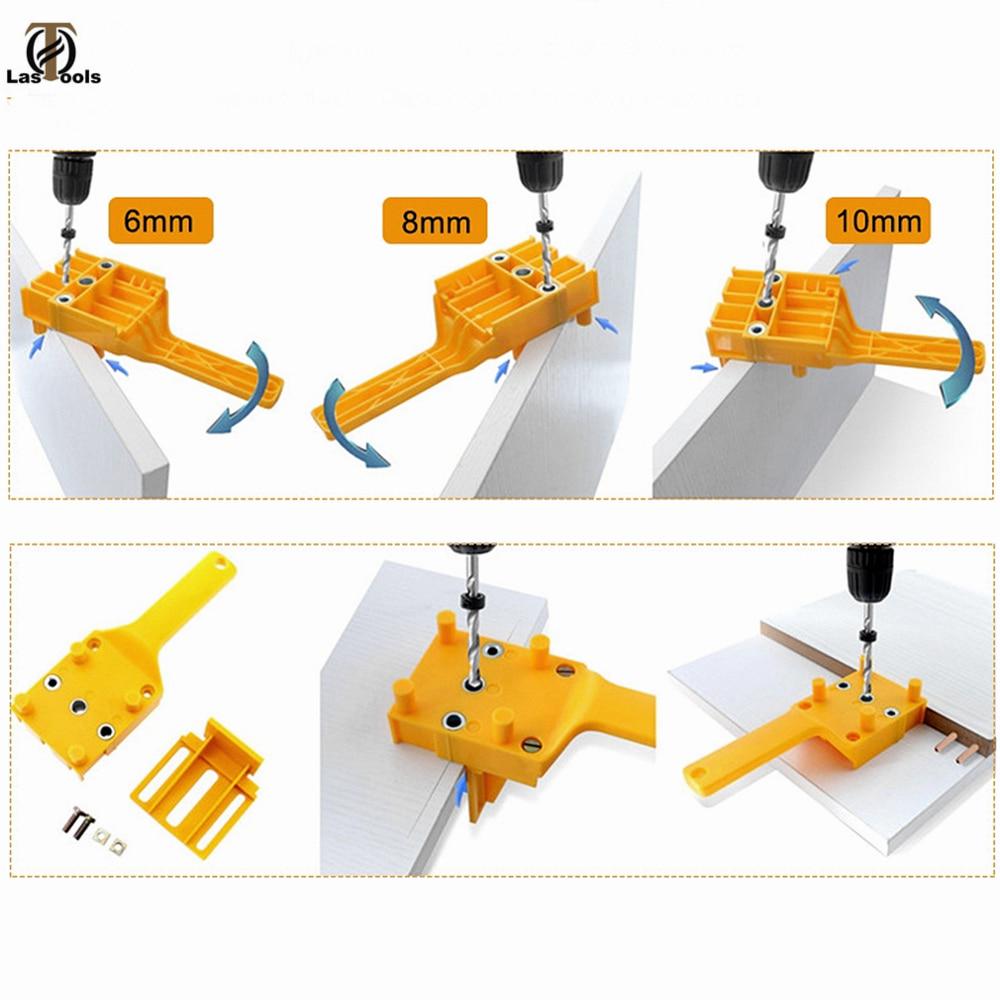 Woodworking Dowel Jig Fits 6 8 10mm Drill Bits Wood Drilling Doweling Hole Saw Tools Handheld Drill Guide with Metal Sleeve