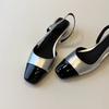 Мода 2025 Новые Женские Темпераментные Босоножки с Закрытым Носком, в Цветовой Блок, на Толстом Каблуке, Модные с Квадратным Носком и Открытой Пяткой, На Низком Каблуке