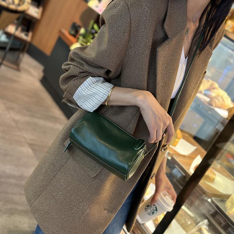 Кожаная сумка-мессенджер для женщин, ретро, высокого класса, Sense Niche, маленькая сумка-цилиндр, универсальная мини-сумка для мобильного телефона