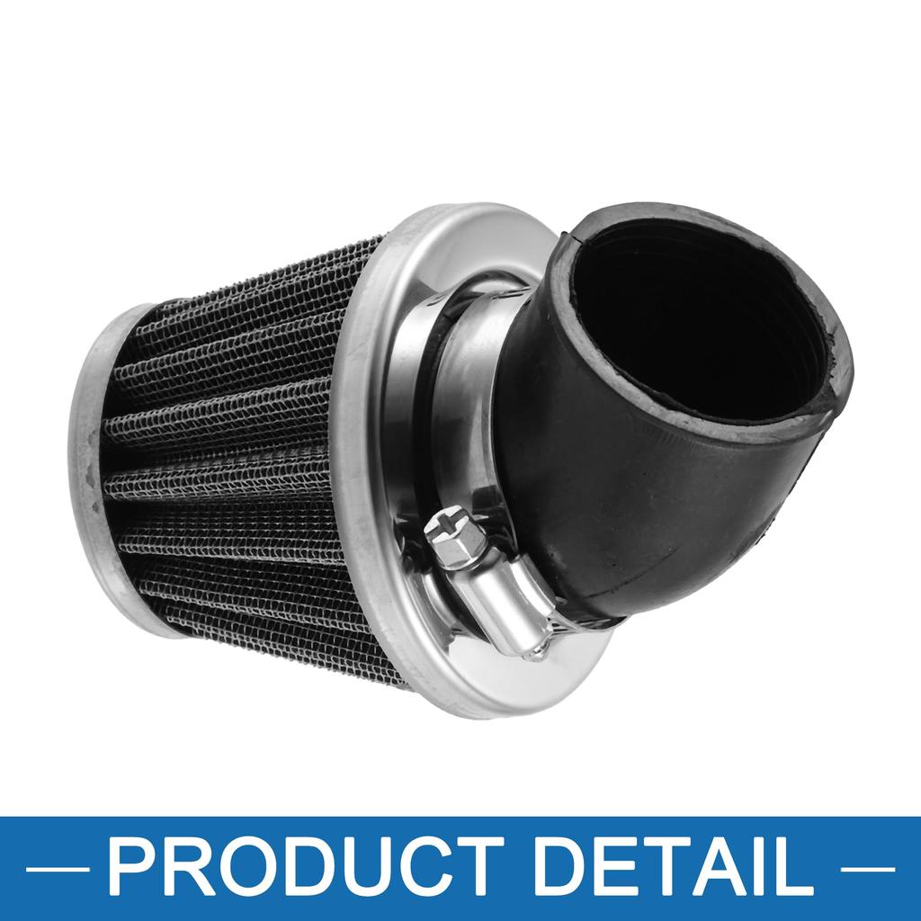 A ABSOPRO Motorcycle Elbow Cone Air Filter Universal 38mm Round Tapered Air Filter Replacement Stainless Steel Silver Tone