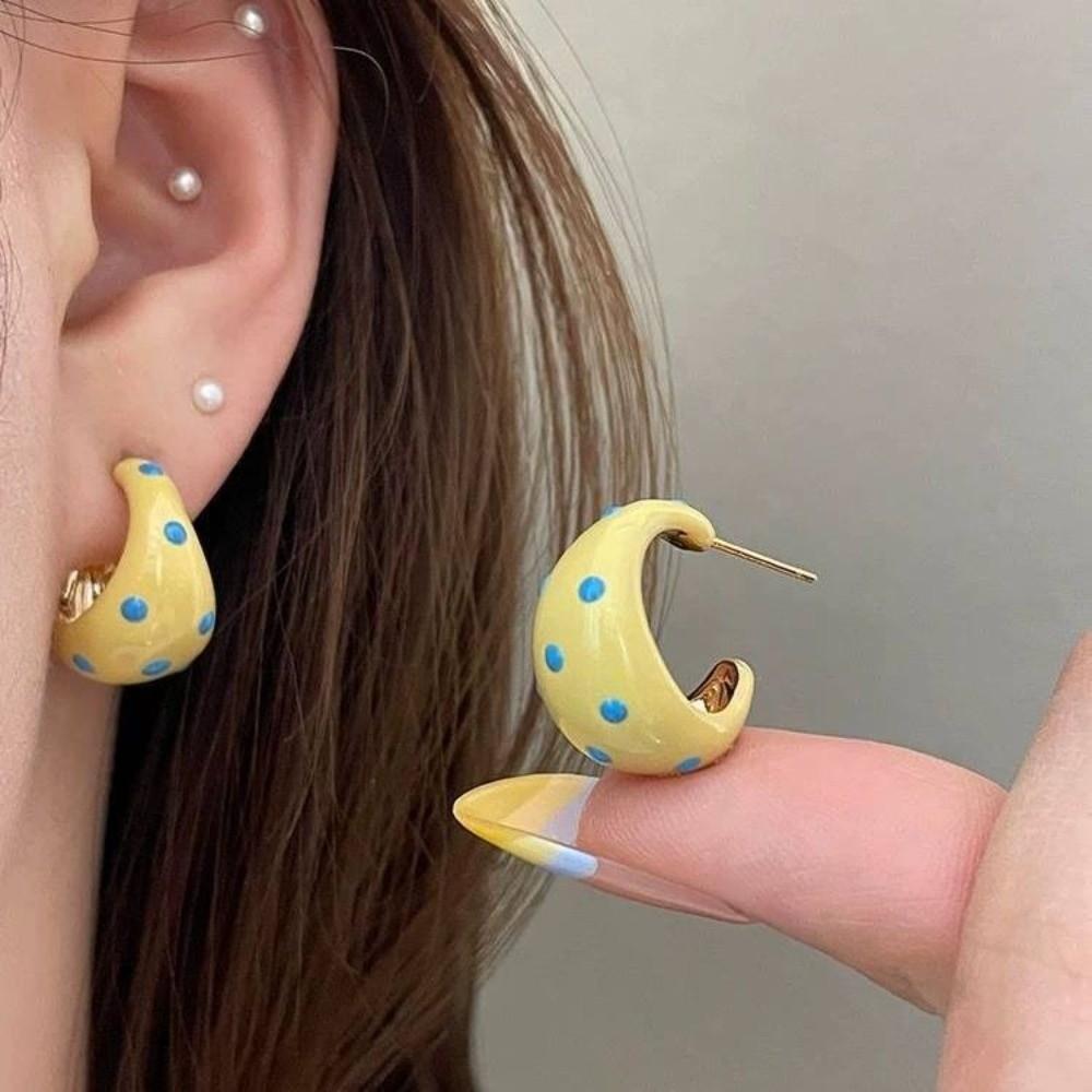 Red Blue Dot Polka Dot Earrings Alloy Material Geometric Earrings for Women Jewelry
