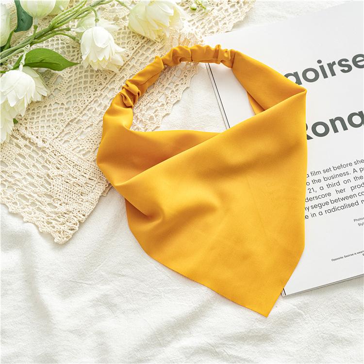 Summer Women Solid Color Head Scarf Vintage Triangle Bandanas Chiffon Elastic Hairbands Children Girl Headbands Hair Accessories