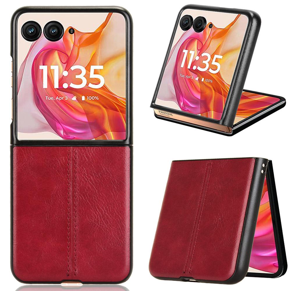 Чехол из кожи с фактурой ткани и строчкой для Motorola Razr 50 Ultra Moto Razr 40 Plus 2023, легкий, ультратонкий, ударопрочный защитный чехол