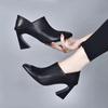 Comfortable Anti-kick Pointed Deep Mouth Single Shoes Xin Two Wear Thick Heel Soft Leather Casual High Heel Small Leather Shoes Women