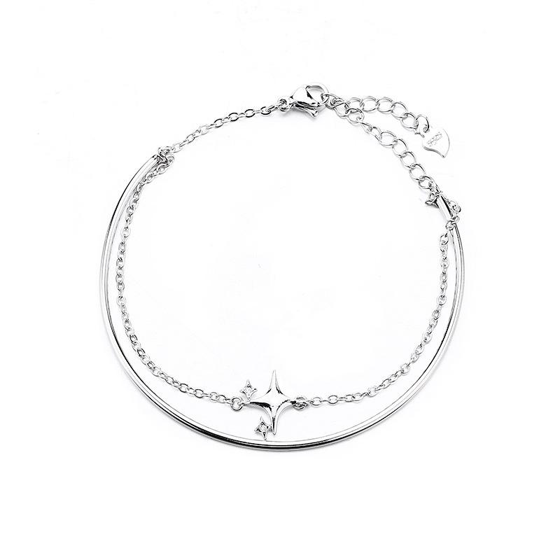 Double-Layer Stacked Tetragonal Star Bracelet, Spot Flash Diamond Star Bracelet, Cold Wind Personality