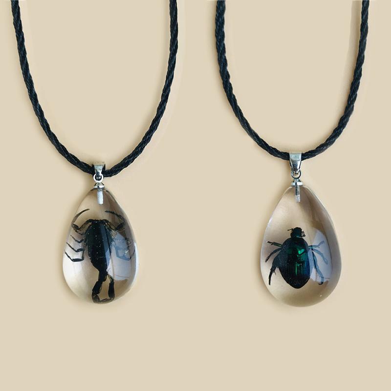 Готическое ожерелье из смолы со скорпионом для женщин, винтажное ожерелье с изображением насекомых, эстетические украшения
