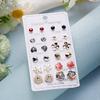 12 Pairs Earrings Set Stud Crystal Pearl Butterfly Flower Heart Women Jewelry