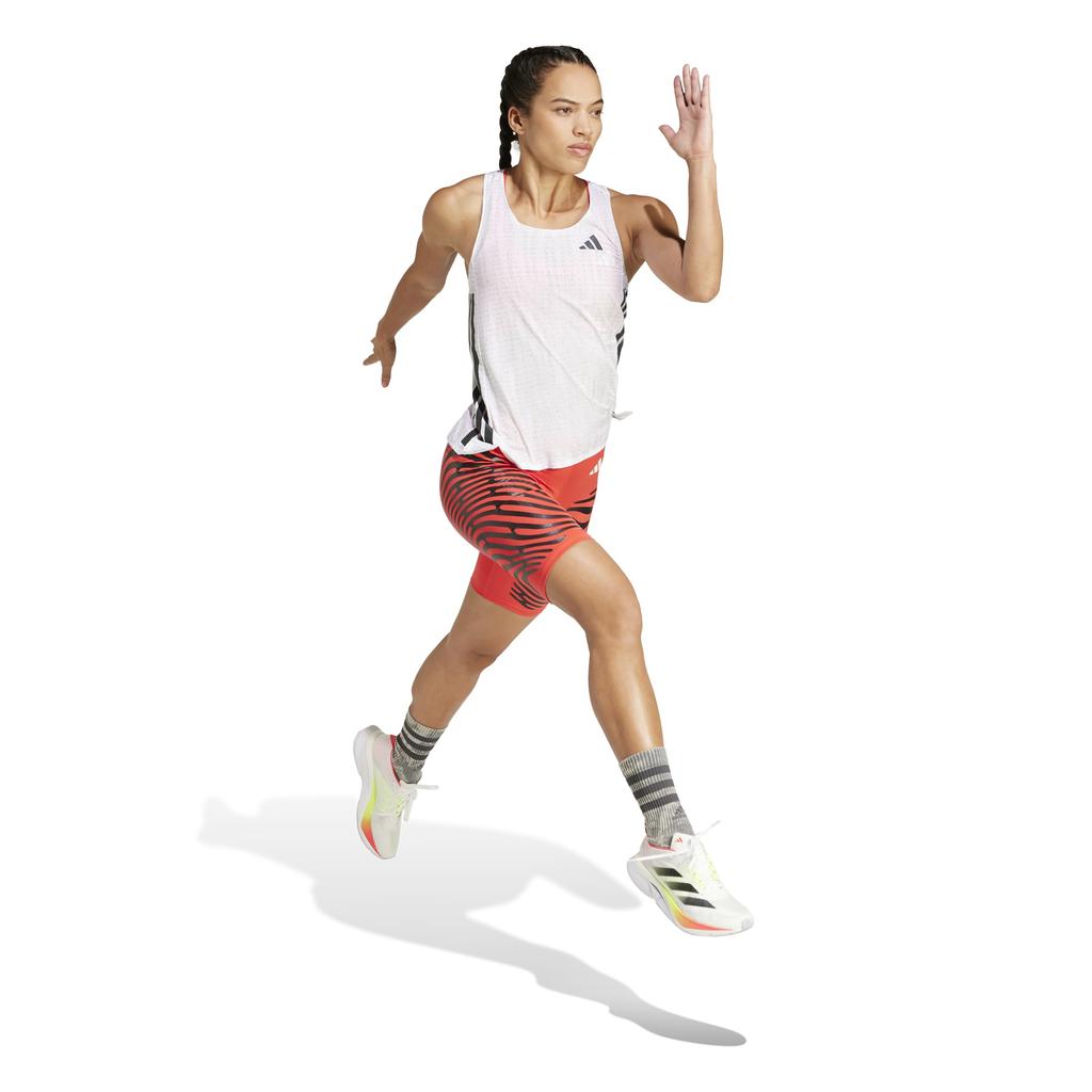 Adidas Running Tank Top, Adizero SNGLT, Women's, JTQ56, White/Light Gray Heather Solid Gray (JC7667), Size L