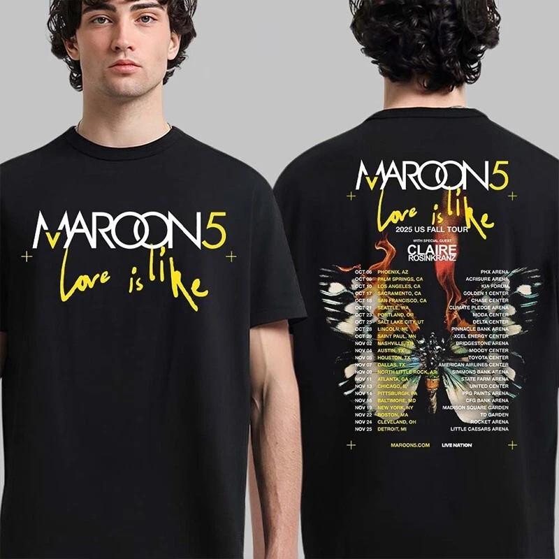 Maroon 5 Love Is Like 2025 US Fall Tour Города Футболка Унисекс Футболка