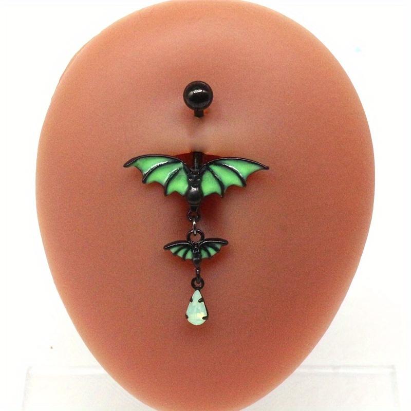 1 шт., нержавеющая сталь 316L, светящаяся летучая мышь, капля воды, кулон, пирсинг, кольцо для пупка, одинаковый стиль для мужчин и женщин, повседневный шарм, бар, танцы