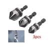 3Pcs Hex Countersink Boring Set For Wood Metal Quick Change Drill Bit Tools