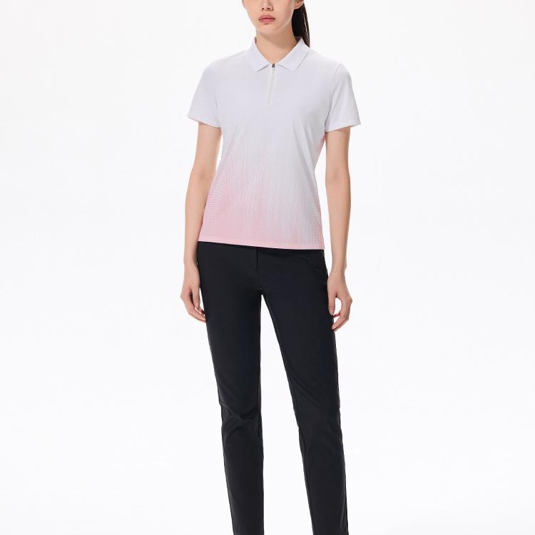 Anta Champion Series Gradient Logo Letter Pullover Polo Shirt Women tops Cloud-Mist-Pink 162320142-3
