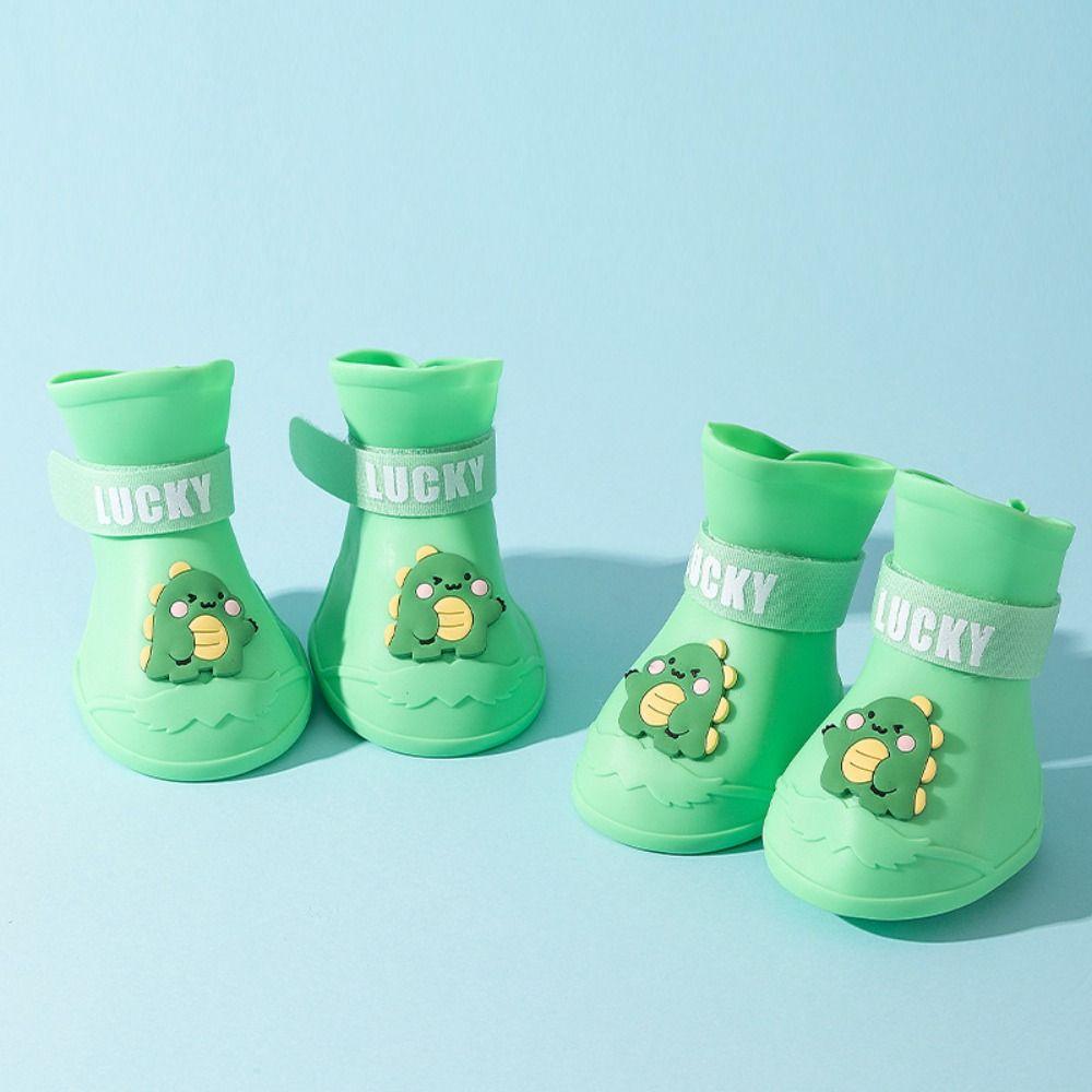 4 шт. Водонепроницаемые дождевые ботинки для питомцев, Нескользящие силиконовые ботинки, Чехлы для лап кошек, Уличная обувь, Носки, Ботильоны для собак, Аксессуары для питомцев