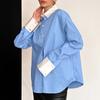 Женские рубашки с лацканами в стиле пэчворк, свободные однобортные блузки с длинным рукавом, модные элегантные топы с длинными рукавами на весну и осень