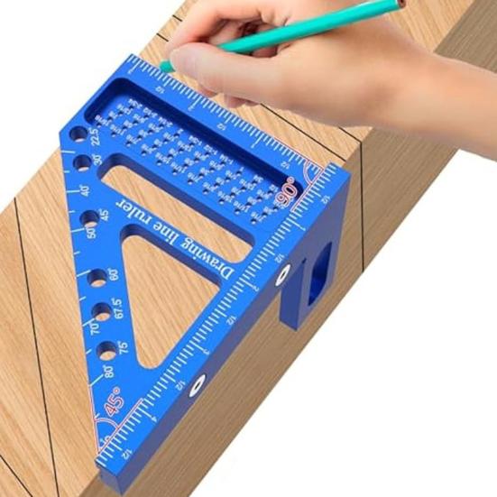 3D Многоугольная измерительная линейка Высокоточная треугольная линейка из алюминиевого сплава с 6 отверстиями для позиционирования