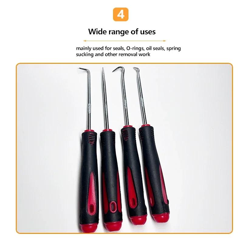 Набор пиков и крючков 160 мм, 4 шт. Инструменты для снятия сальников, уплотнительных колец и прокладок, для ремонта автомобилей и электроники