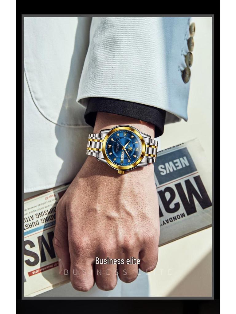 Oulishi Кварцевые Люминесцентные Часы с Двойным Календарем для Мужчин и Детей