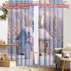 2pcs, 2D FLAT PRINTING Curtains (Without Rod) Snowy Haven Christmas Festival Chic Print Curtains Machine Washable Fabric