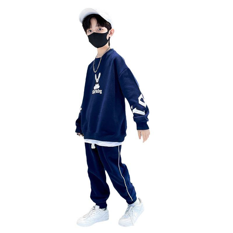 2023 г. Костюм-двойка для мальчиков с мультяшным принтом: Свитшот и спортивные штаны на весну/осень
