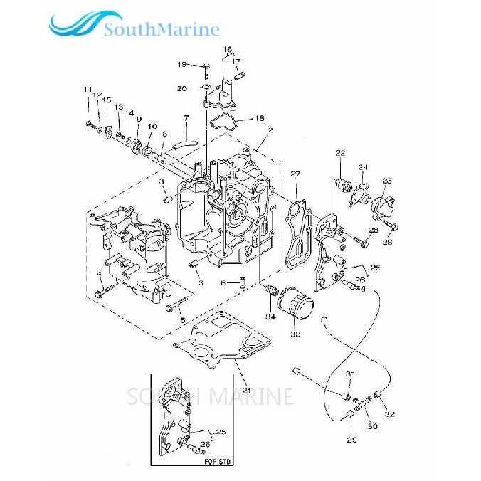 66M-11351-00 Прокладка цилиндра для лодочного мотора Yamaha F15 4-тактный подвесной двигатель