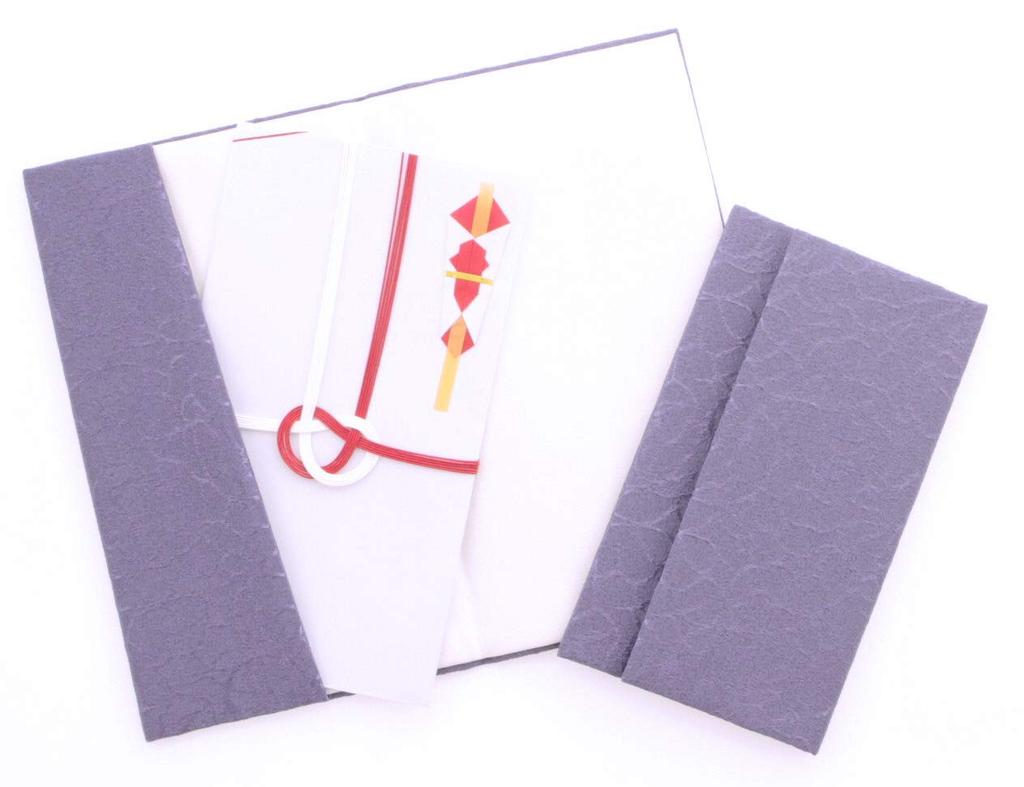 Taiko Sangyo Chirimen Silk Fukusa (Crepe Silk Fabric) Soft Set with Gold Envelope and Prayer Beads Case, Made in Japan, Purple