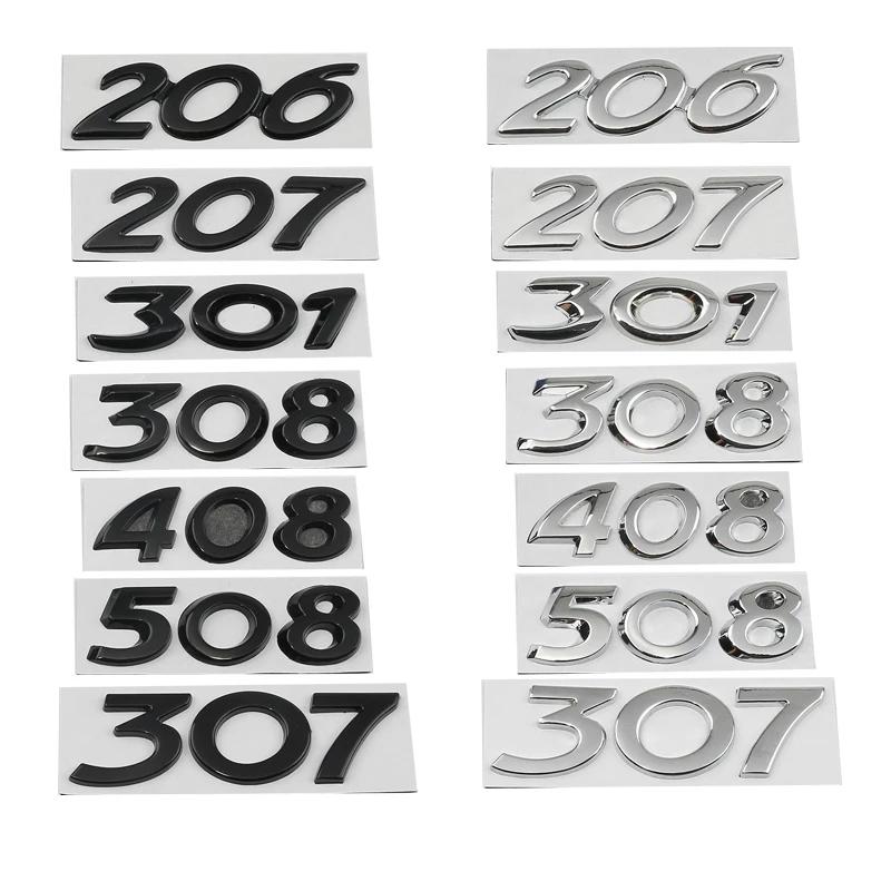 Car Metal Rear Trunk Boot Letters Logo Badge Emblem Decal Sticker For Peugeot 206 207 301 308 307 408 508 Decoration Accessories