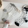 Glass Stockings Women's Summer Thin Transparent Sweet Bow Stockings Girl Style Cute Polka Dot Socks