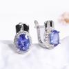 Precious Rare Natural Blue Tanzanite Ring Earrings Set Real Gemstone Silver Jewelry Women's Anniversary & Wedding Gift