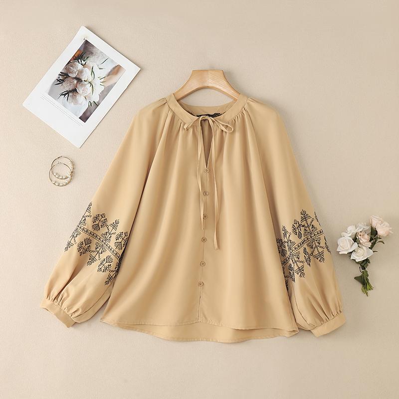 ZANZEA Женская повседневная свободная блузка с длинным рукавом и круглым вырезом