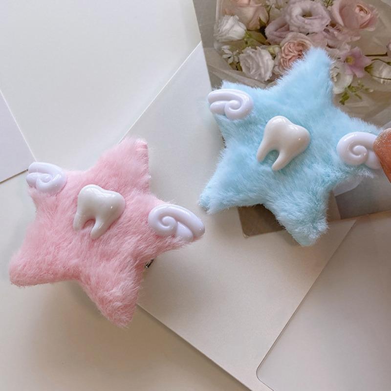 Новые маленькие зубы, крылья ангела, звезда, открытка для волос, субкультурный стиль Гендзюку, плюшевый головной убор с пятиконечной звездой, милая заколка для волос