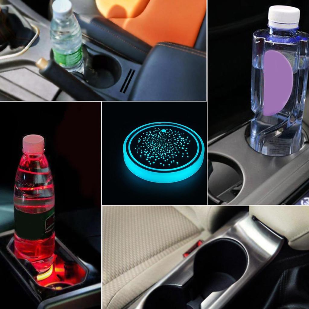 LED Cup Holder,Light Up Car Coaster, 7 Color Changing Luminous Coaster Car Luminous