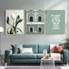Nordic Green Wall Art Flower Building Posters Landscape Canvas Painting Quote Decoration Print Pictures for Living Room Decor