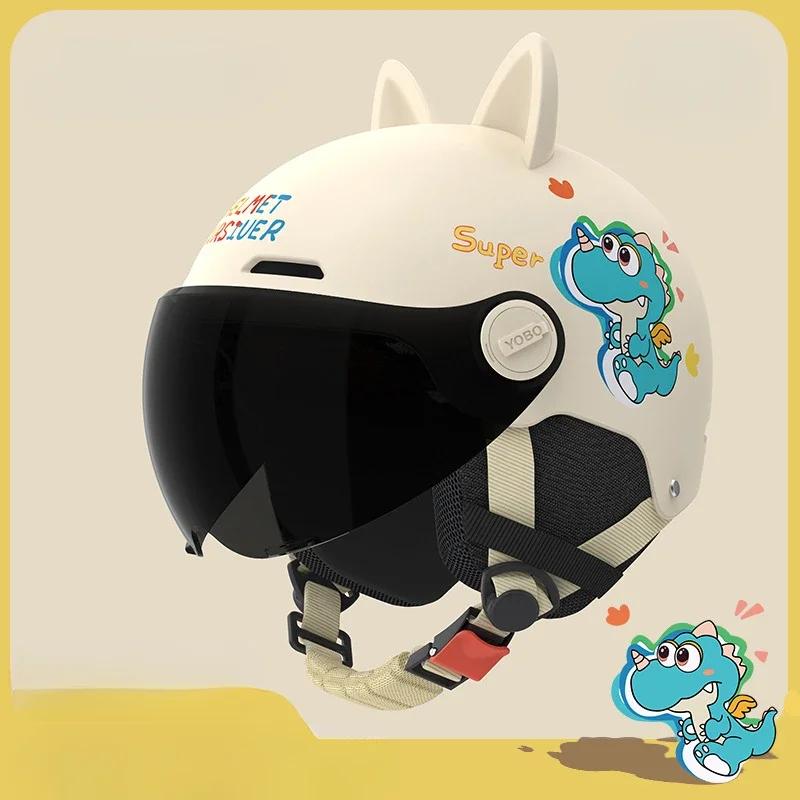 Детский шлем с кошачьими ушками и солнцезащитным козырьком с защитой от УФ-лучей, спортивный шлем для безопасности, детская защитная экипировка для езды на электросамокате, велосипеде, мотоцикле