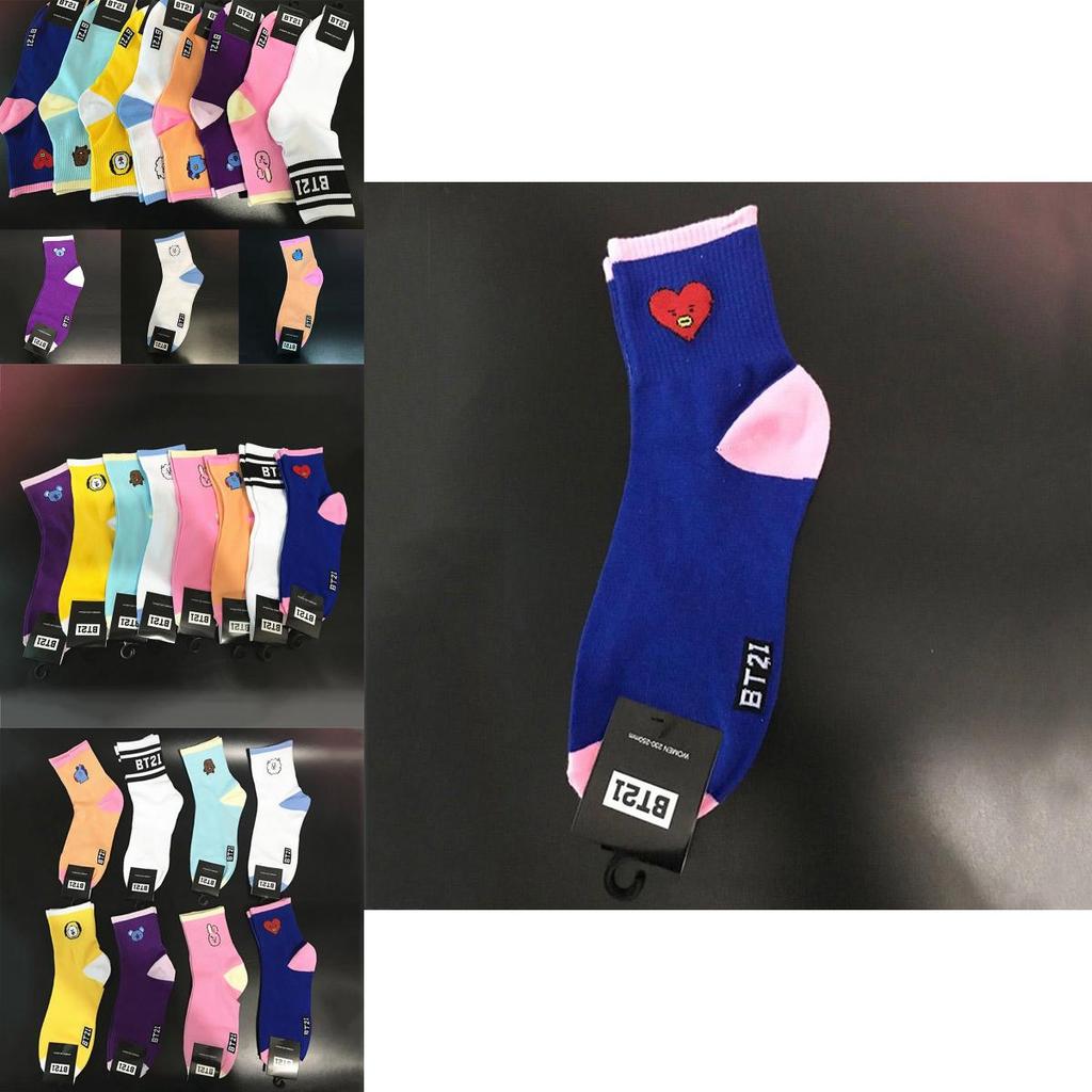 BTS Bangtan Kpop Мальчики Длинные Носки Мультяшная Кукла Chimmy Shooky Высокий Трикотаж