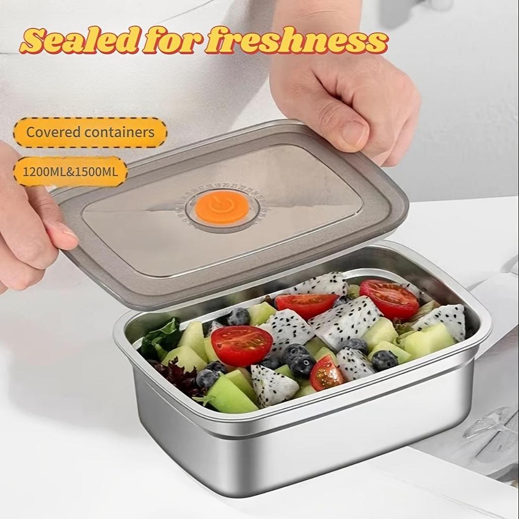 Коробка для бенто из нержавеющей стали, герметичная, для хранения в холодильнике и морозильной камере, кухонные аксессуары