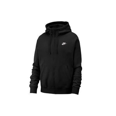 Nike Спортивная клубная флисовая толстовка с молнией во всю длину, черная/черная/белая мужская уличная одежда BV2645-010