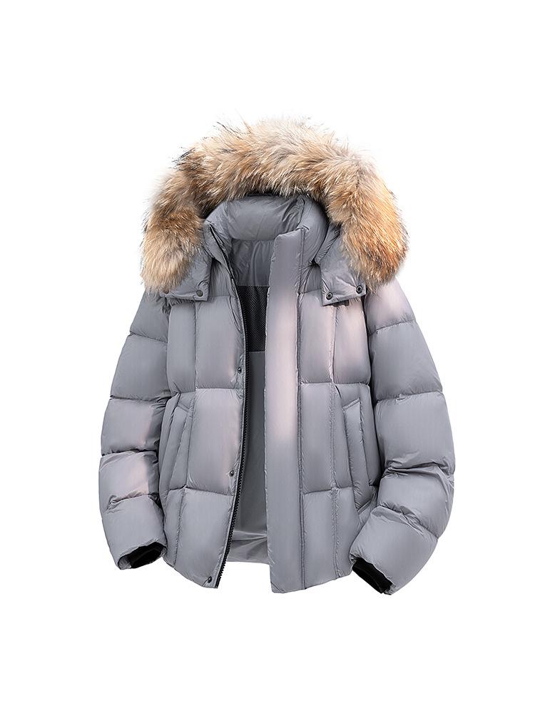 Зимняя мода 2025: Толстая пуховая куртка с большим меховым воротником, 90% белого утиного пуха, Универсальная и теплая, Морозостойкая верхняя одежда