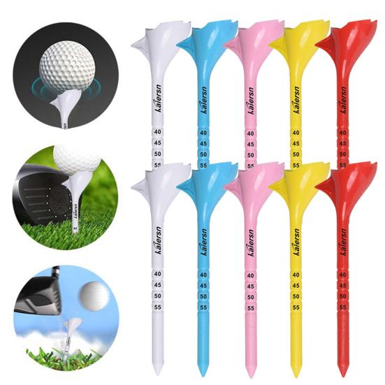 10 шт. пластиковые футболки для гольфа с наклонной вставкой 10 градусов. Красочные футболки уменьшают трение и увеличивают расстояние. Сервировочные штифты. Держатель мяча для гольфа.