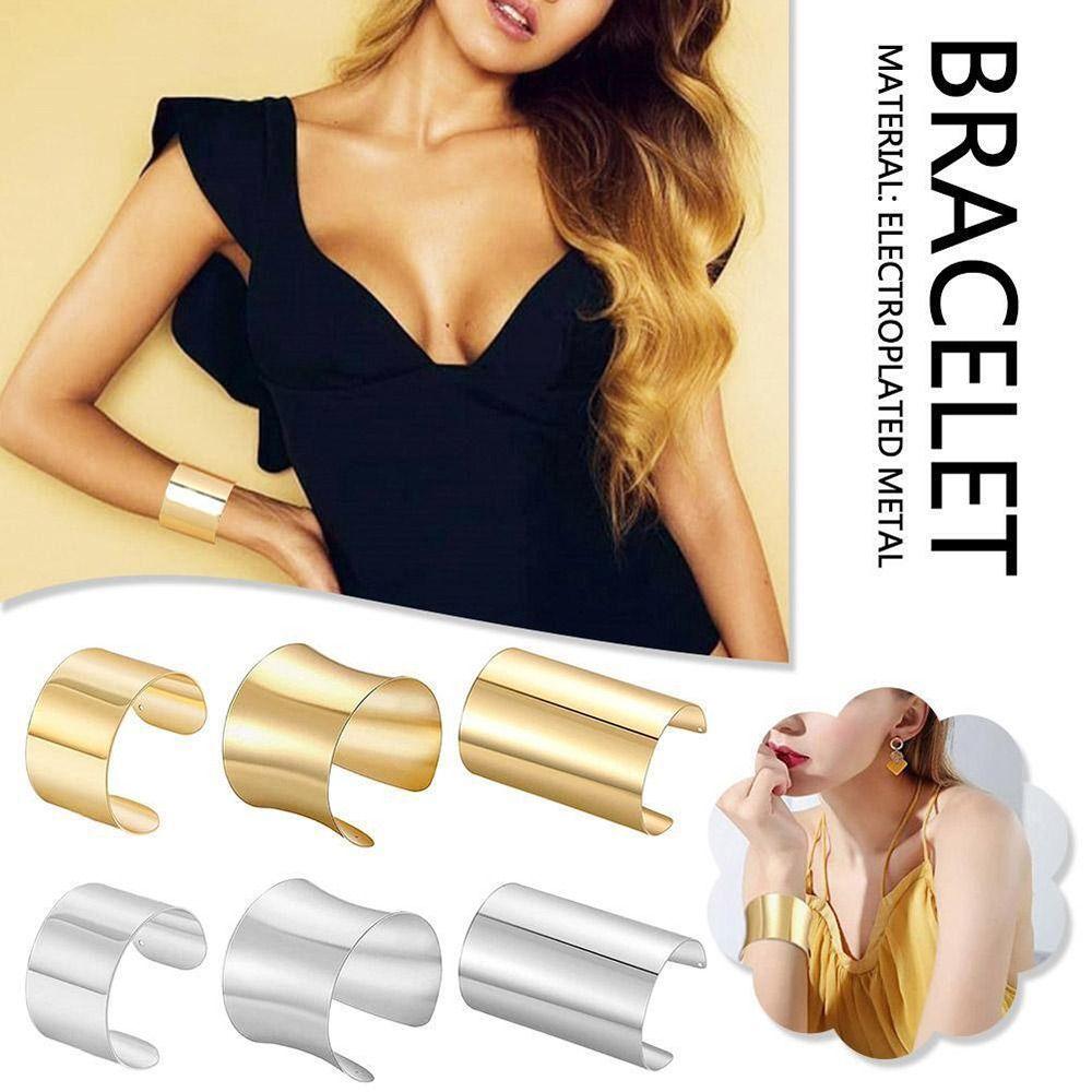Adjustable Open Armlet Bracelet Gold/Silver Metal Bracelet Jewelry Cuff Bangle  Women
