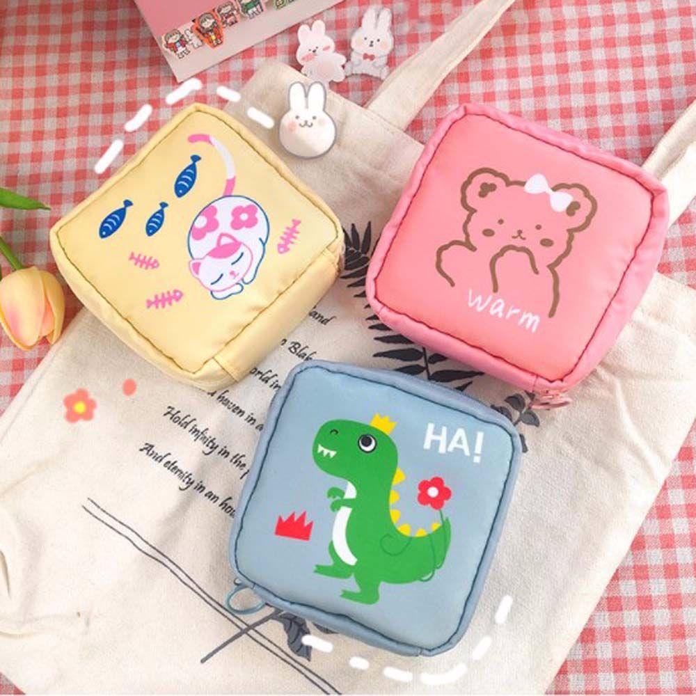 Organizer Cute Cartoon Pattern Sanitary Napkin Bag Lipstick Pouch Coin Purse Cosmetic Bag