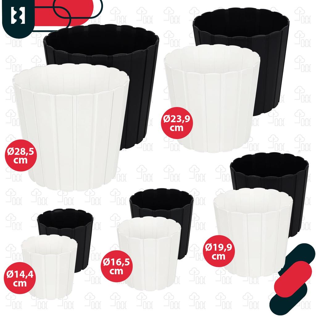 Plastic Flower Pot for Flowers and Herbs on the Balcony or Terrace, Anthracite, 24 cm