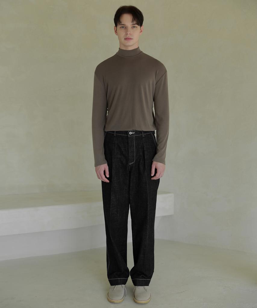 ESN Half Turtleneck Knit T-Shirt Mocha
