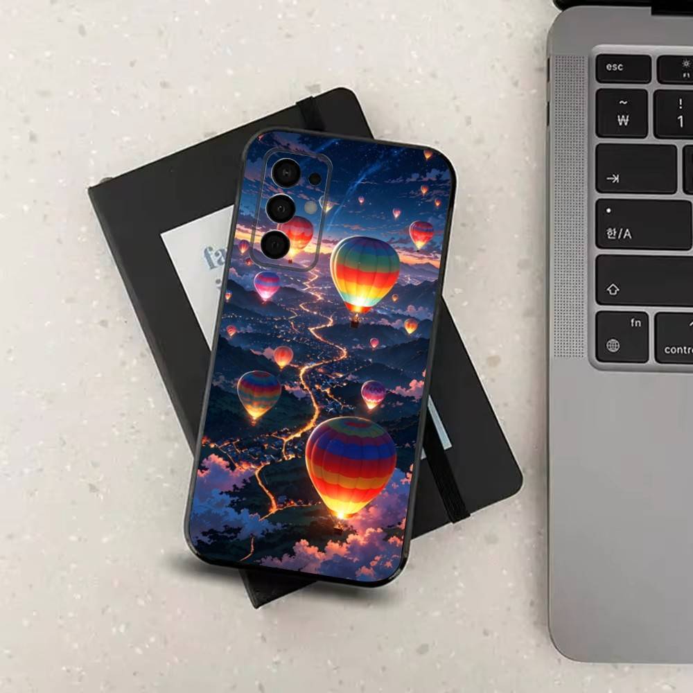 Cute Hot Air Balloon For Samsung Galaxy A73,J7,22,Note,72,41,31,8,9,52,71,53,32,Soft Black Silicone Cover Case