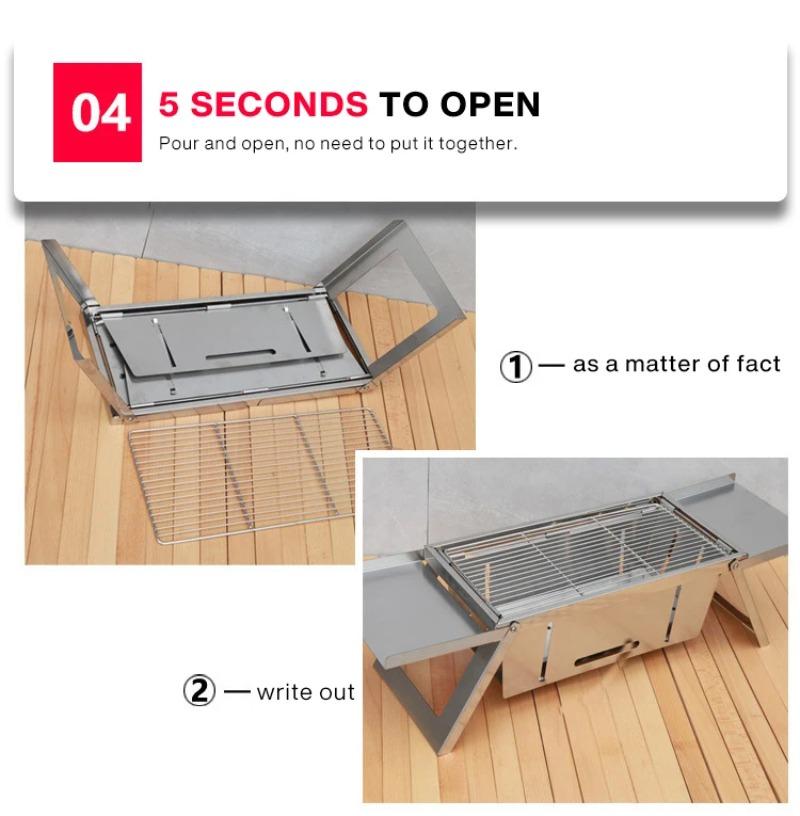 Складной мангал из нержавеющей стали для дома и улицы, угольный, для шашлыков, бездымный, портативный, складной